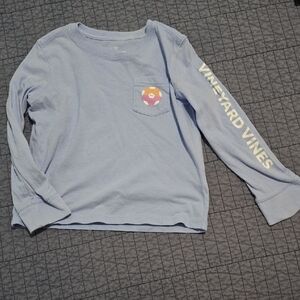 Vineyard Vines Kids Light Blue Long Sleeve Tee with Donut Pocket